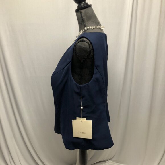 LanTing Bride Blouse Set Women Size XL Navy Blue Sleeveless Top & Lace Overlay - Picture 5 of 9